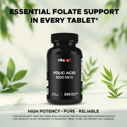 Vitabod Ácido Fólico 1 mg (1000 mcg) - 500 – Personas que siguen una dieta vegetariana o vegana, ya que las – Image 6