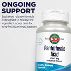 KAL Ácido Pantoténico 1000 mg - Vitamina B5 - Liberación Sostenida - 100 Comprimidos Veganos