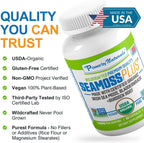 Power By Naturals Sea Moss Plus – Cápsulas Orgánicas de Musgo de Mar Irlandés con Bladderwrack y Raíz de Bardana – 120 Cápsulas (Suministro para 2 Meses)