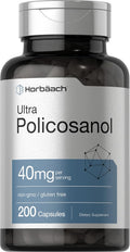 Horbäach Policosanol 40 mg (200 Cápsulas) - Complemento Alimenticio no Transgénico y sin Gluten
