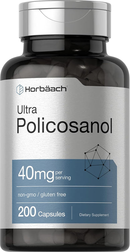 Horbäach Policosanol 40 mg (200 Cápsulas) - – Origen: Extraído de cera de arroz de ra calidad. – Image 1