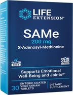 Life Extension SAMe, Apoyo para el Estado de Ánimo, Articulaciones e Hígado, Sin Gluten, No Transgénico, Vegetariano, 30 Comprimidos