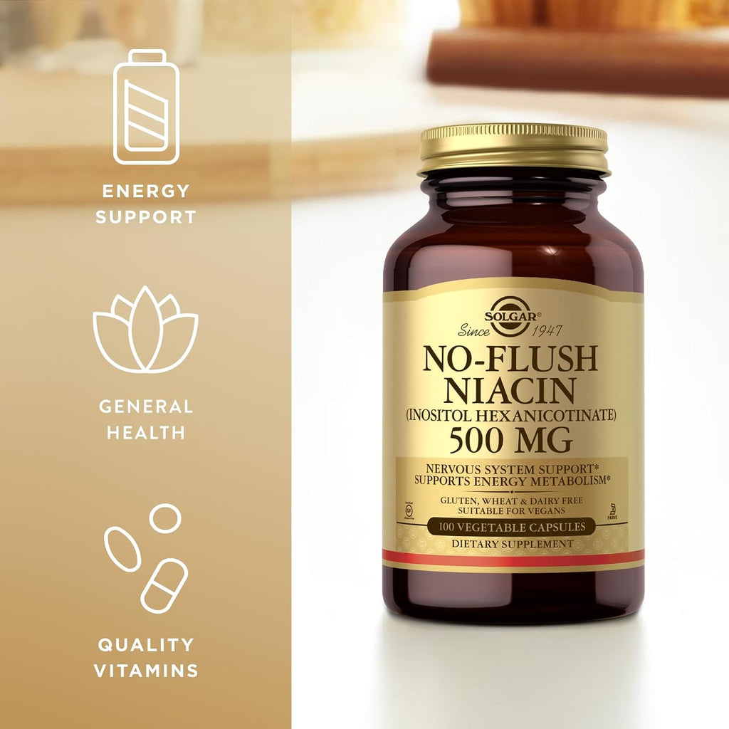 Niacina Sin Rubor 500mg Solgar 100 Cápsulas Vegetales