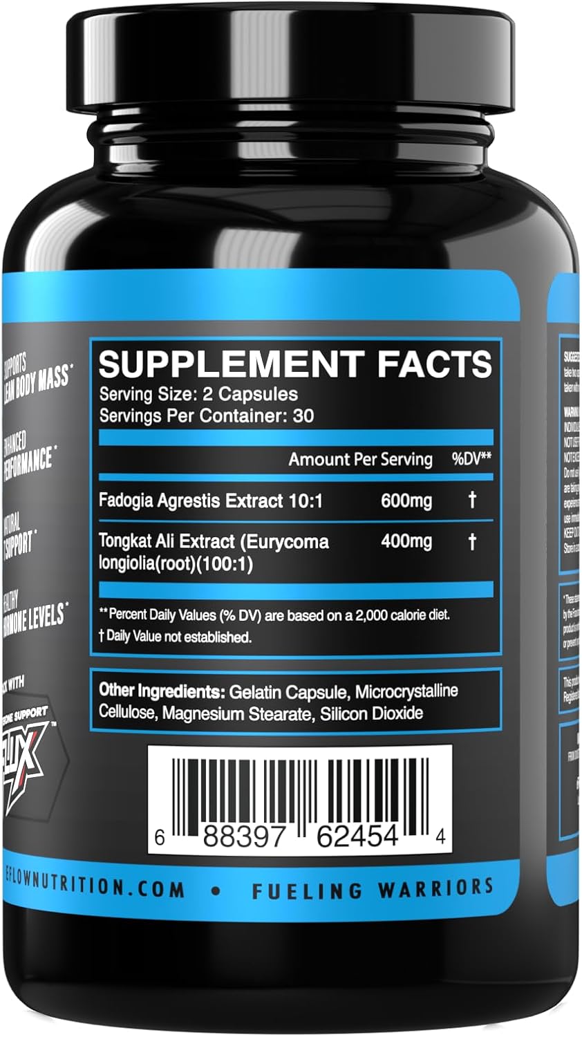 eFlow Nutrition Fadogia Agrestis + Tongkat Ali - Complemento Natural 2 en 1 para Rendimiento y Bienestar Hormonal - 60 Cápsulas