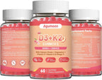 Agumoon Vitamina D3 K2 Gomitas para Adultos - 5000IU D3 + 200mcg K2 (MK-7) con Calcio, Magnesio, Omega-3 - 120 Gomitas