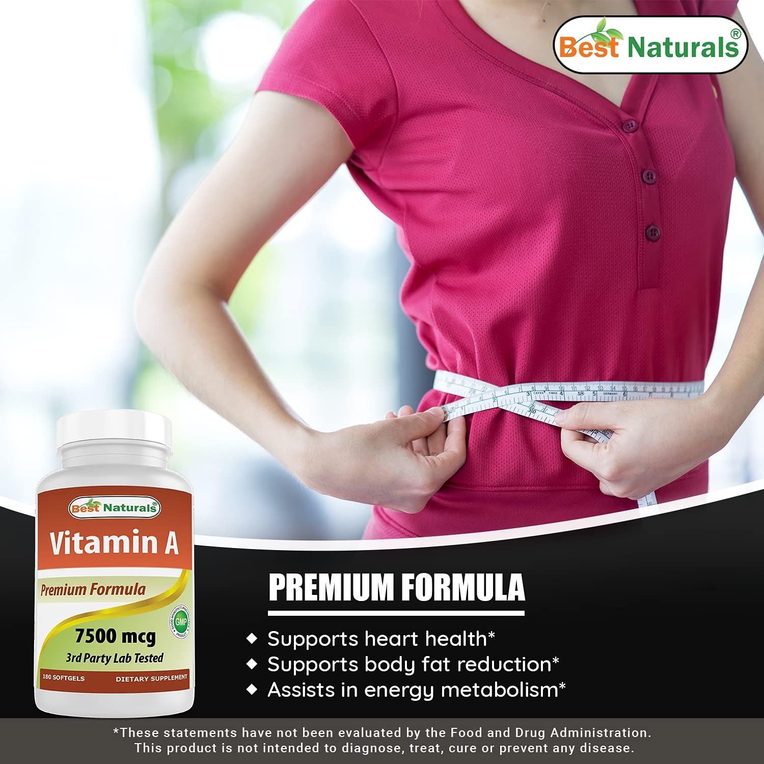 Best Naturals Vitamina A 25000 IU (7500 mcg) - 180 Cápsulas Blandas, Pack de 2