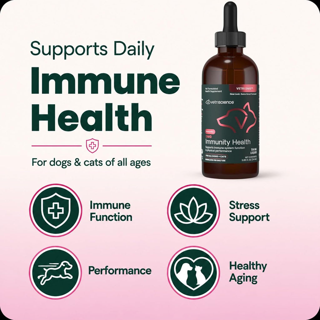 VetriScience DMG Immunity Health Easy-Dose Líquido - Suplemento Inmunitario para Perros y Gatos, Hipoalergénico, 114 ml