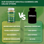 Gominolas de Graviola Soursop - 2000mg Extracto de Hojas, Vitamina C, Zinc - 60 Gominolas Veganas