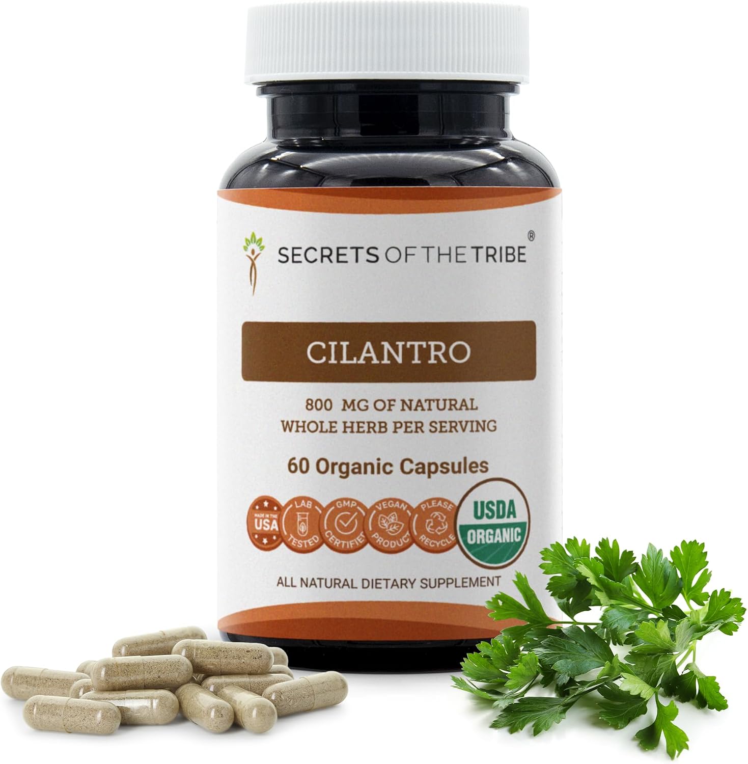 Secrets of the Tribe Cilantro Orgánico en Cápsulas - 120 Cápsulas Vegetales