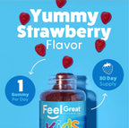 Feel Great Gominolas Probióticas Orgánicas para Niños - Sabor Fresa - 30 unidades