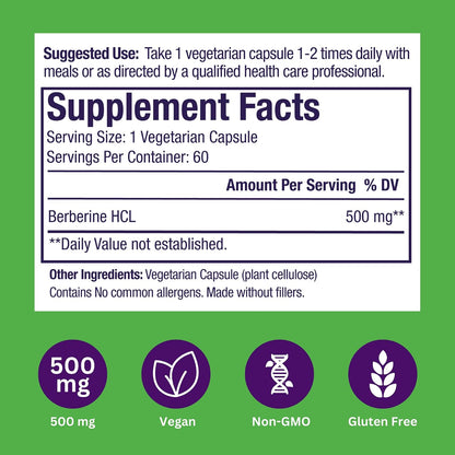 Paradise Herbs, Extracto de Berberina, 500 mg, 60 Cápsulas Vegetarianas – Image 6