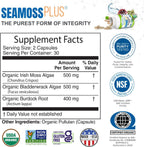Power By Naturals Sea Moss Plus – Cápsulas Orgánicas de Musgo de Mar Irlandés con Bladderwrack y Raíz de Bardana – 120 Cápsulas (Suministro para 2 Meses)