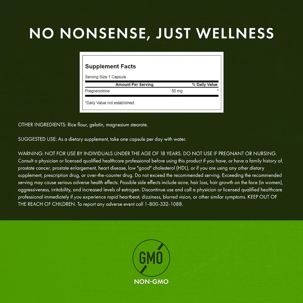 Swanson Super-Strength Pregnenolona 50 mg 60 Cápsulas (Pack de 2)