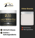 K9-Innovations - Daily Skin & Coat Dog Chews Salmon Flavor - Reduce Itching & Paw Chewing, Omega 3 & VIT C for Skin Health - 1-4 Month Supply (120qty)