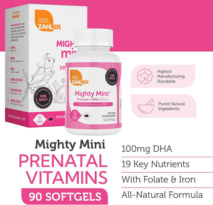 Zahler Mighty Mini – Vitamina Prenatal de – Vitamina B12: contribuye a la formación normal de glóbulos rojos. – Image 3
