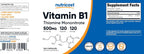 Nutricost Vitamin B1 (Thiamine) 500mg, 120 Capsules