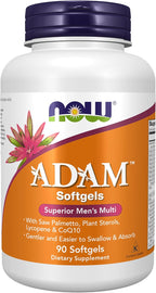 NOW Supplements, ADAM™ Multivitamínico para Hombres con Saw Palmetto, Esteroles Vegetales, Licopeno y CoQ10, 90 Cápsulas Blandas