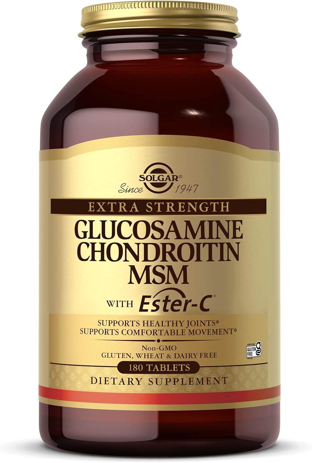 Solgar Extra Strength Glucosamina Condroitina MSM con Ester-C, 180 comprimidos