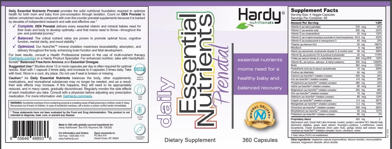 Daily Essential Nutrients Prenatal - Complejo Prenatal Completo para Embarazo y Lactancia