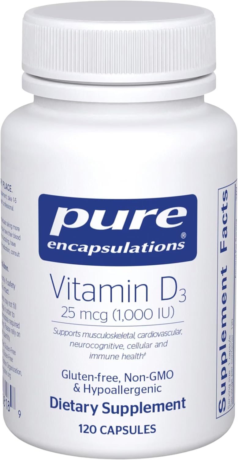 Pure Encapsulations Vitamina D3 25 mcg (1000 UI) – 120 Cápsulas