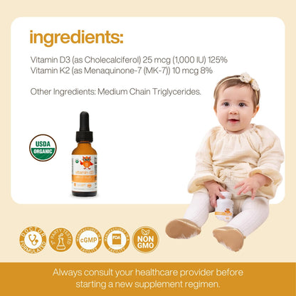 Serawise Organic Liquid Vitamin D3 with K2 - 30 ml – Image 3