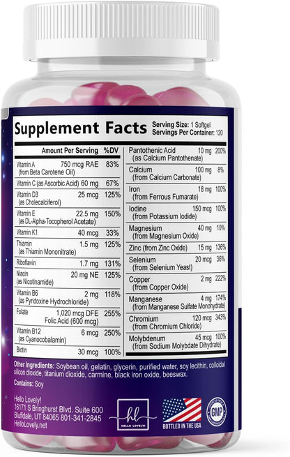 Hello Lovely! Multivitamínico Completo para – Vitamina E: Actúa como antioxidante, protegiendo las células del – Image 9