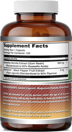 Amazing Formulas Extracto de Boswellia con Bioperine - 600 mg, 120 Cápsulas