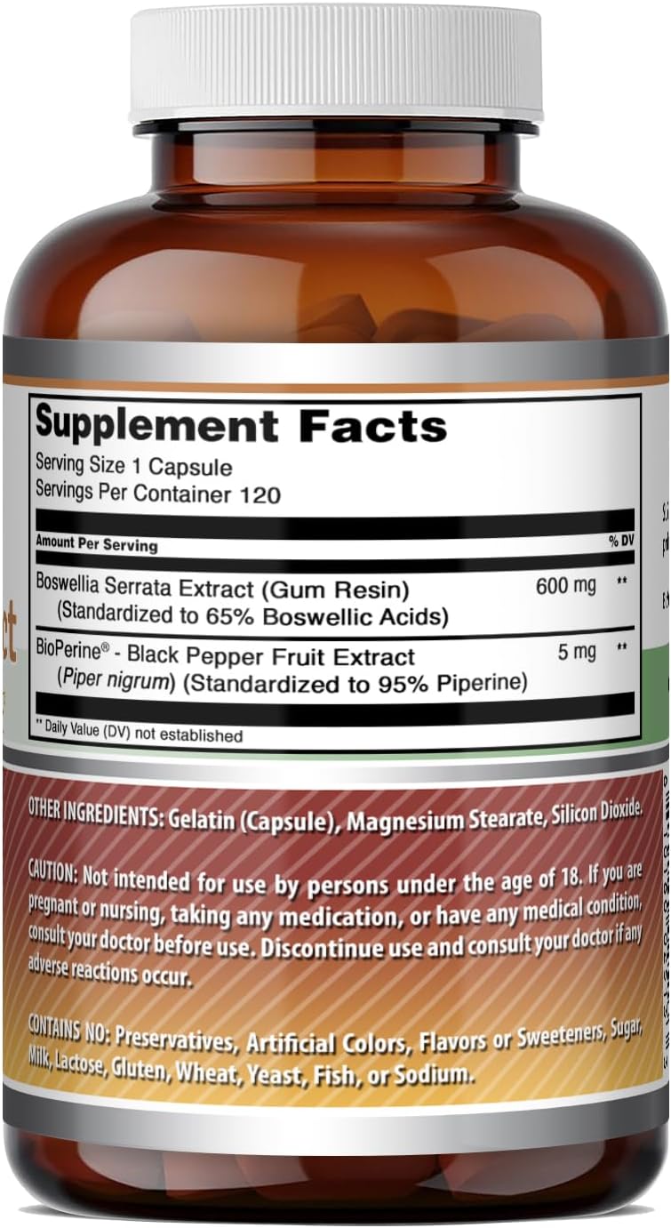 Amazing Formulas Extracto de Boswellia con Bioperine - 600 mg, 120 Cápsulas