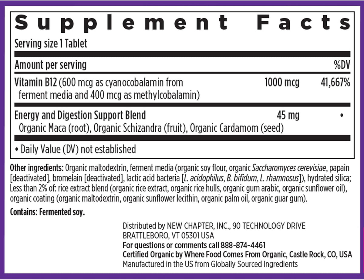 New Chapter Vitamina B12 Fermentada 1000 mcg – Personas mayores: La absorción de B12 disminuye con la edad debido – Image 6