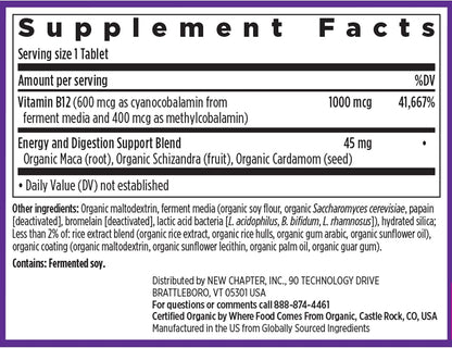 New Chapter Vitamina B12 Fermentada 1000 mcg – Personas mayores: La absorción de B12 disminuye con la edad debido – Image 6