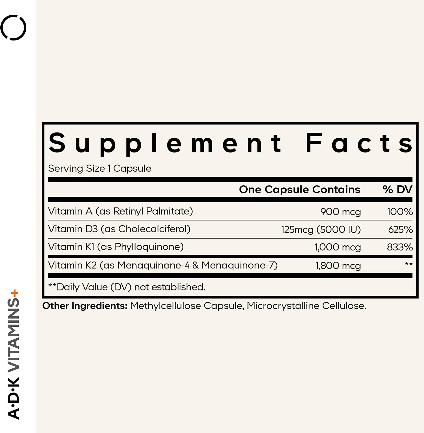 Codeage ADK Vitaminas A, D3, K1 y K2 (MK4 y MK7) - 180 Cápsulas - Suministro para 6 Meses