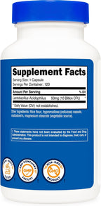 Nutricost Lactobacillus Acidophilus 10 Mil Millones UFC, 120 Cápsulas Vegetarianas