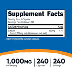 Nutricost Cápsulas de Sal Rosa del Himalaya 1000 mg, 240 Cápsulas