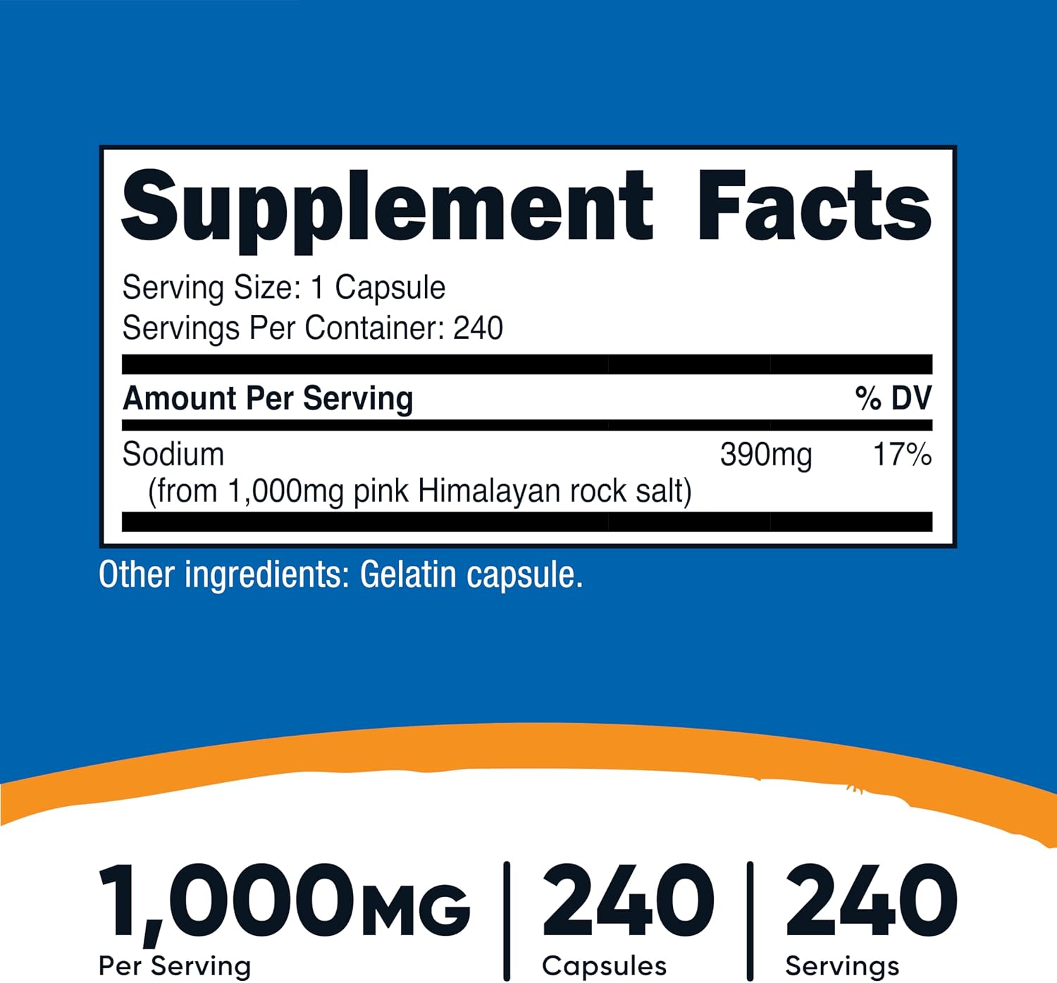 Nutricost Cápsulas de Sal Rosa del Himalaya 1000 mg, 240 Cápsulas