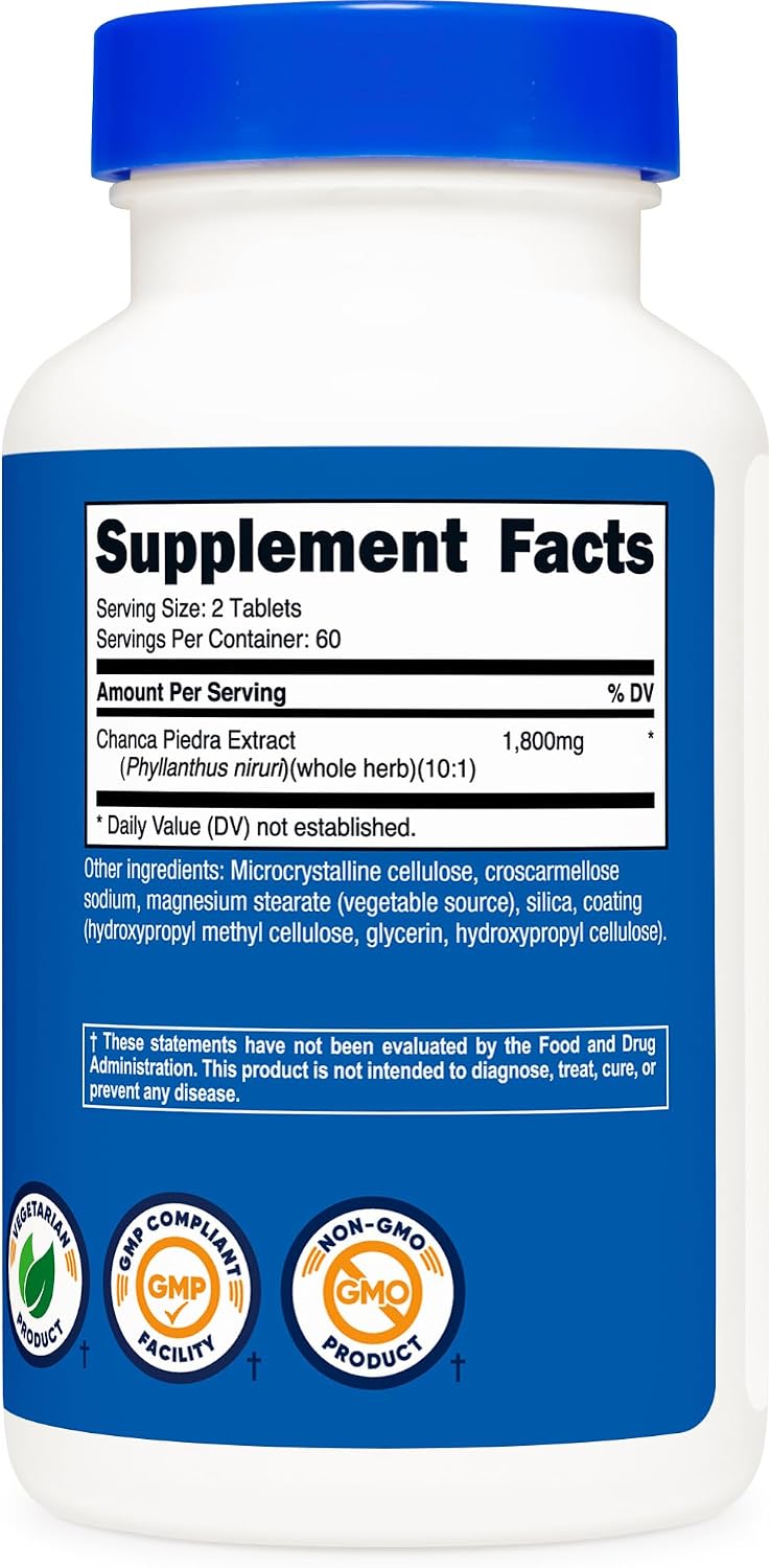 Extracto de Chanca Piedra Nutricost - Rompepiedras - 120 Comprimidos, 1800mg por Dosis