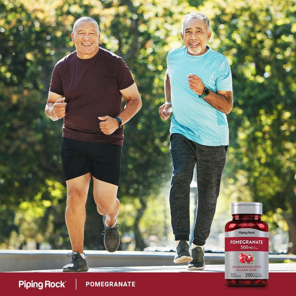 Piping Rock Cápsulas de Extracto de Granada | 500 mg | 200 Unidades | Fórmula Estandarizada con Ácido Elágico | Suplemento No Transgénico y Sin Gluten