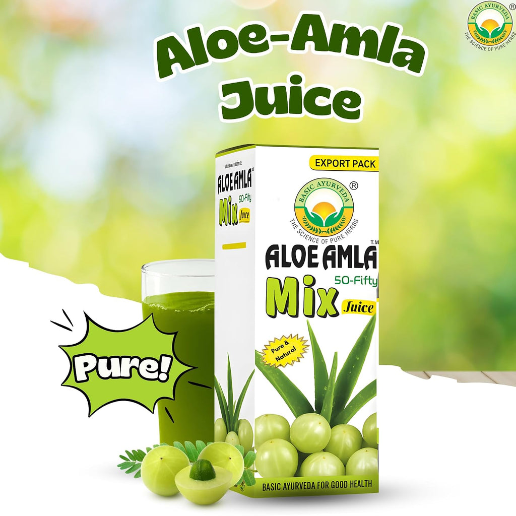 Basic Ayurveda Aloe Vera & Amla Herbal Mix Juice 480 ml