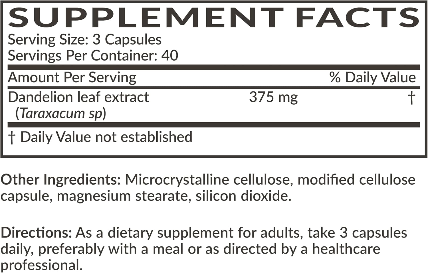 Extracto de Diente de León Futurebiotics, Hierba Diurética Tradicional, No OGM, 120 Cápsulas Vegetales