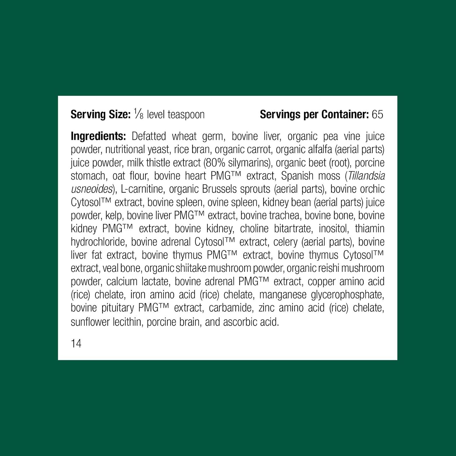Standard Process Inc. Canine Multisystem Support - Polvo Nutricional 25 g