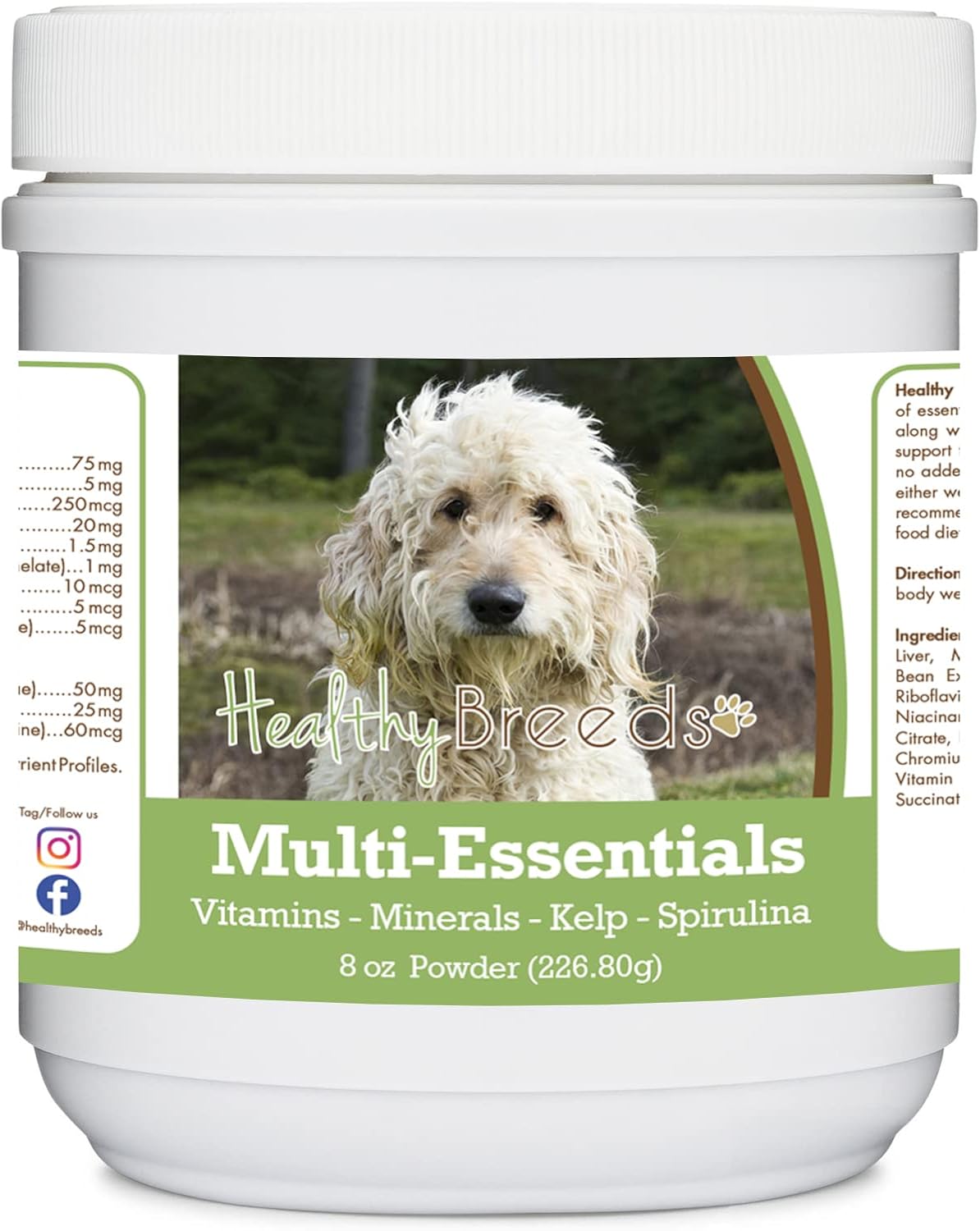 Healthy Breeds Goldendoodle, White, Multi-Essentials Powder para Perros - Suplemento de Vitaminas, Minerales y Antioxidantes - 227 g