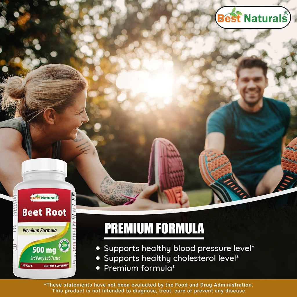 Best Naturals Polvo de Raíz de Remolacha 500 mg - 180 Cápsulas (Pack de 2)