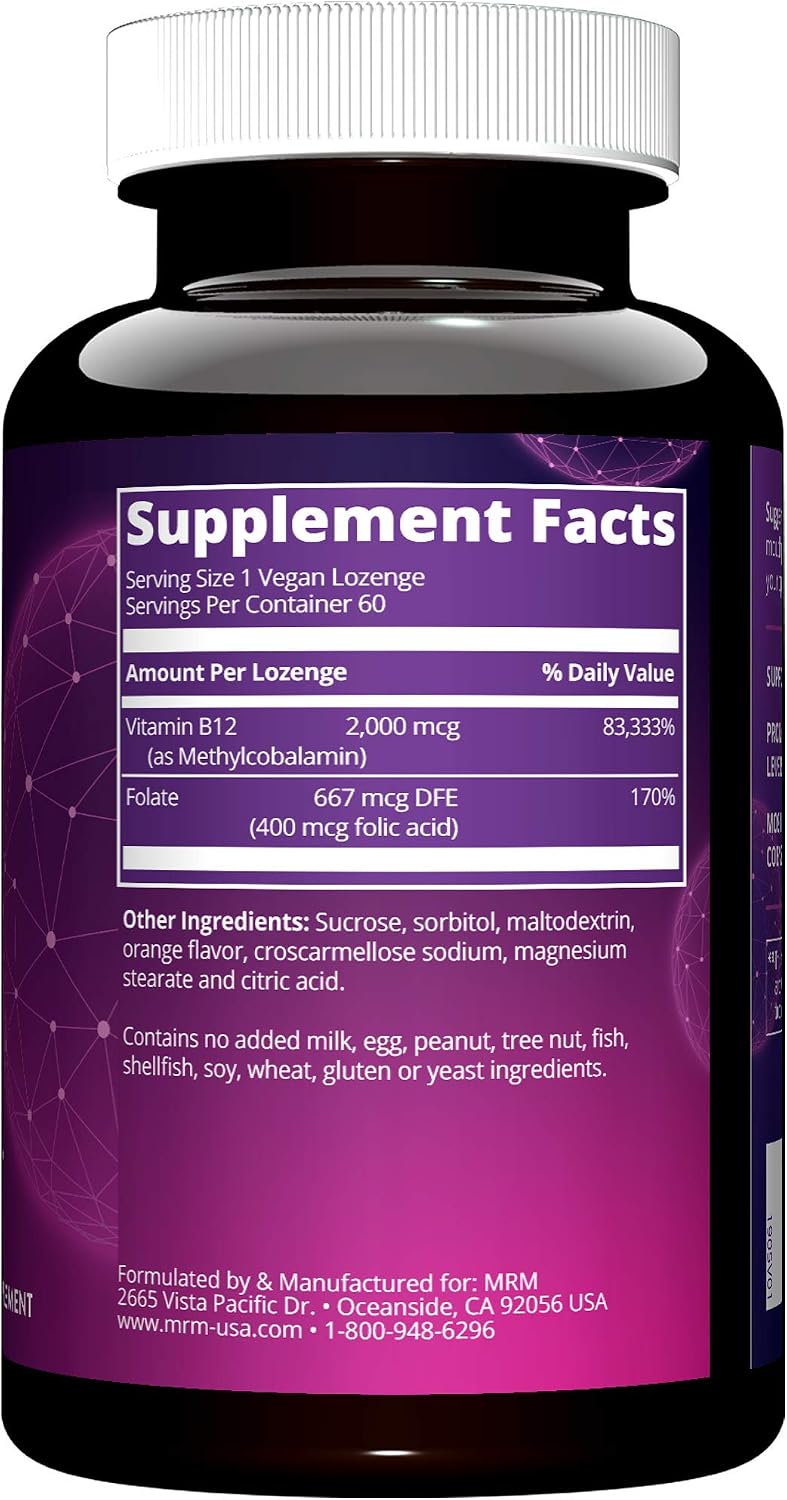 Vitamina B12 con Ácido Fólico 2000 mcg - MRM Nutrition