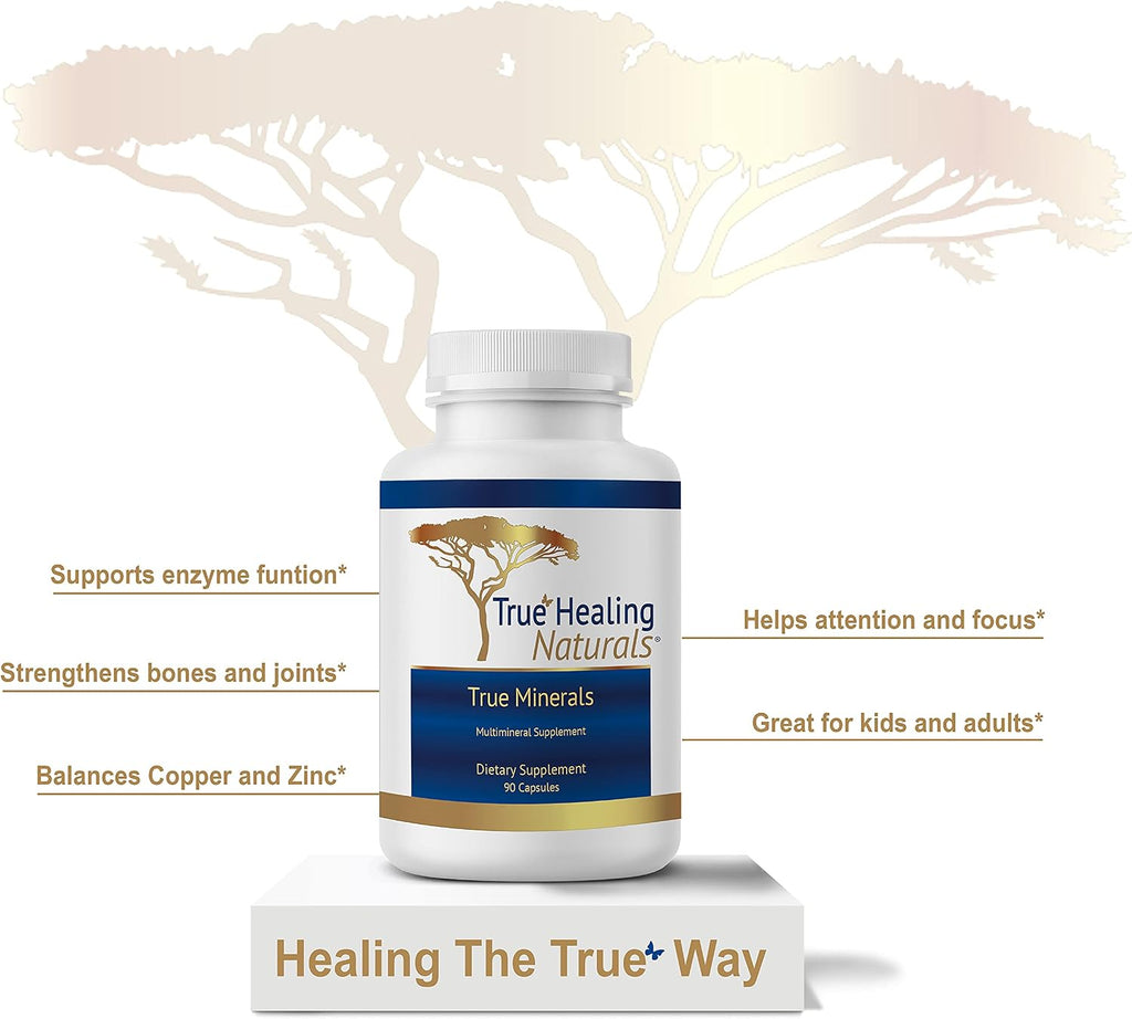 True Healing Naturals - True Minerals, Suplemento Multimineral, 90 Cápsulas Vegetales