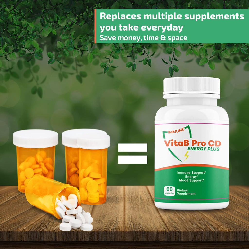 VitaB Pro CD Energy Plus – 6 en 1 Potenciador Natural de Energía e Inmunidad, Equilibrio del Estado de Ánimo