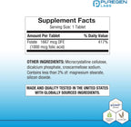 Puregen Labs Ácido Fólico 1000 mcg Comprimidos | Vitamina B9 | No GMO | Sin Gluten | Tamaño Económico 1000 Comprimidos