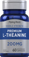 Piping Rock L-Theanine 200mg, 60 Capsules, Double Strength, Non-GMO, Gluten Free