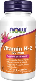 Vitamina K-2 100 mcg (Menaquinona-4 MK-4) – NOW Foods, 100 Cápsulas Veganas