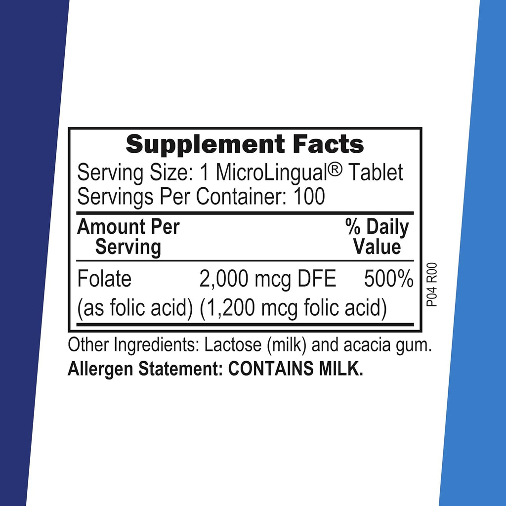 Superior Source Folic Acid 1200 mcg - Supplement for Heart, Immune and Nervous System - 100 Sublingual Tablets