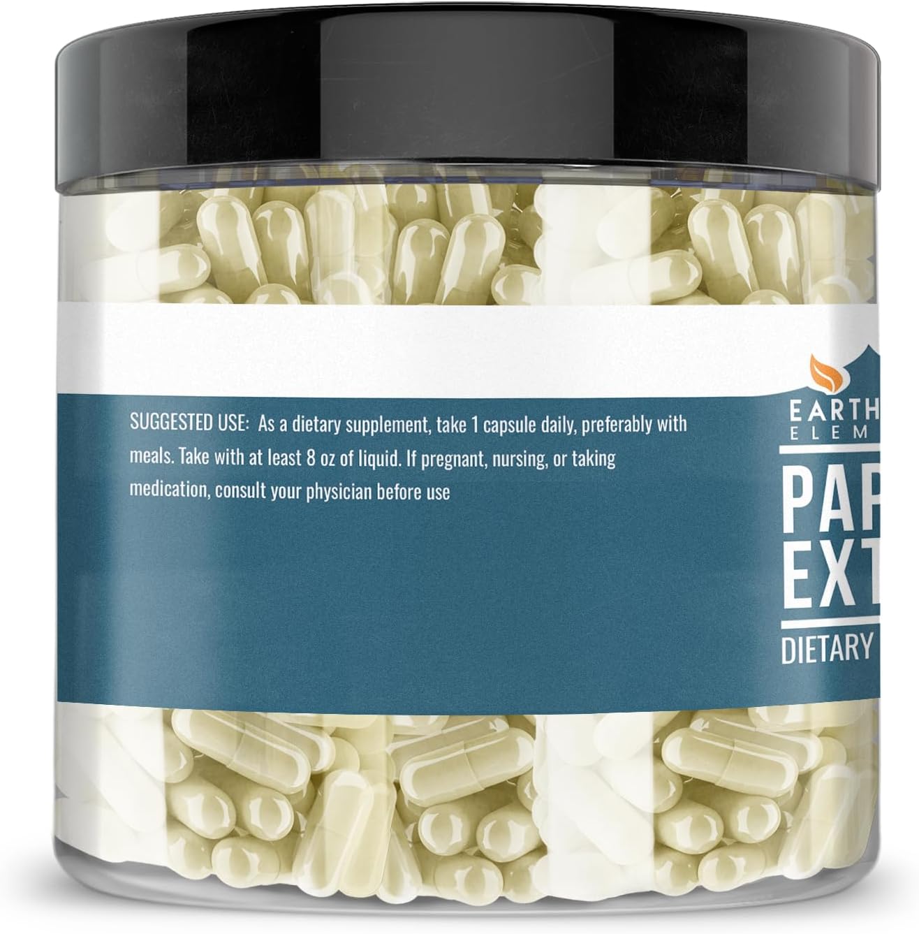 Earthborn Elements Extracto de Papaya en Cápsulas, 200 Cápsulas, Puro y Sin Diluir, Sin Aditivos