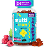 Squiggles Multivitamínico Infantil + Hierro Gomitas - Bajo en Azúcar - 100 Gomitas
